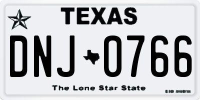 TX license plate DNJ0766