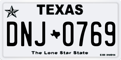 TX license plate DNJ0769