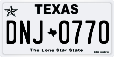TX license plate DNJ0770