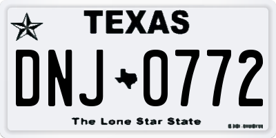 TX license plate DNJ0772