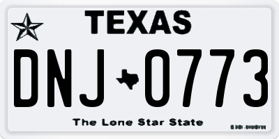 TX license plate DNJ0773