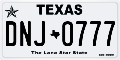 TX license plate DNJ0777
