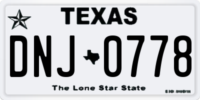 TX license plate DNJ0778