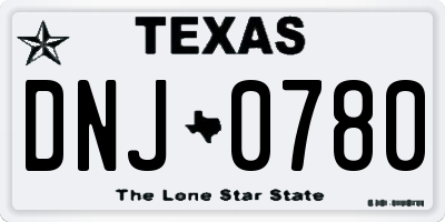 TX license plate DNJ0780