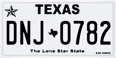 TX license plate DNJ0782