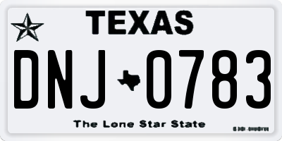 TX license plate DNJ0783