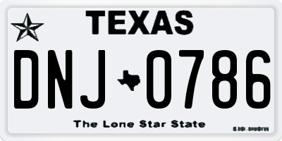 TX license plate DNJ0786