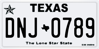 TX license plate DNJ0789