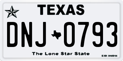 TX license plate DNJ0793