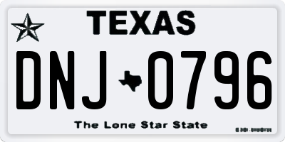 TX license plate DNJ0796