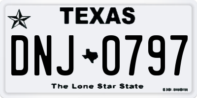 TX license plate DNJ0797