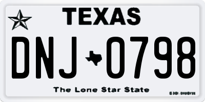 TX license plate DNJ0798