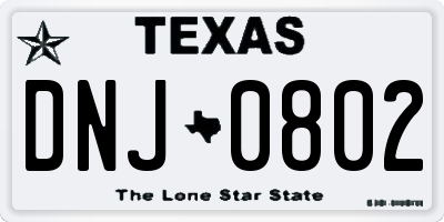 TX license plate DNJ0802