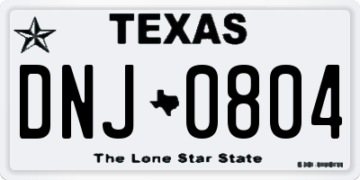 TX license plate DNJ0804