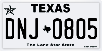 TX license plate DNJ0805