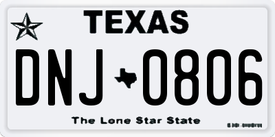 TX license plate DNJ0806