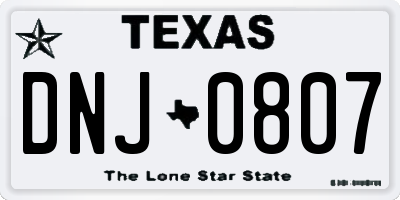TX license plate DNJ0807