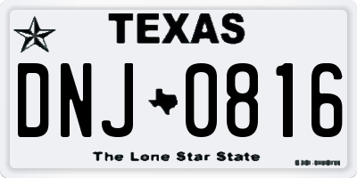 TX license plate DNJ0816