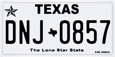 TX license plate DNJ0857