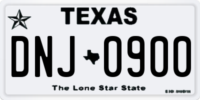 TX license plate DNJ0900