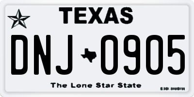 TX license plate DNJ0905