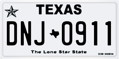 TX license plate DNJ0911