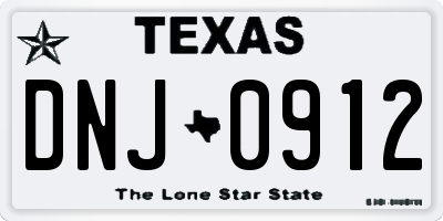 TX license plate DNJ0912