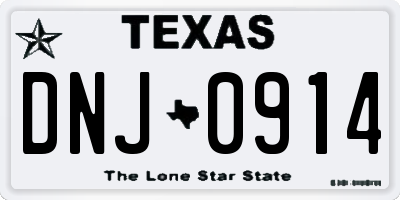TX license plate DNJ0914