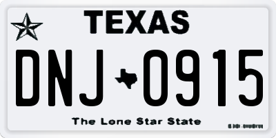TX license plate DNJ0915