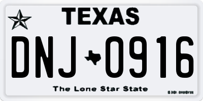 TX license plate DNJ0916