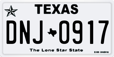 TX license plate DNJ0917