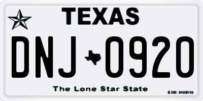 TX license plate DNJ0920