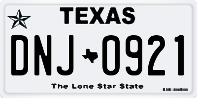 TX license plate DNJ0921