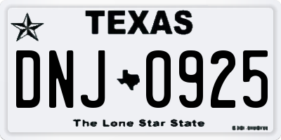 TX license plate DNJ0925