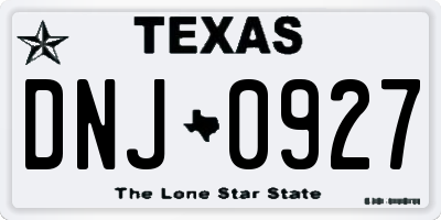 TX license plate DNJ0927