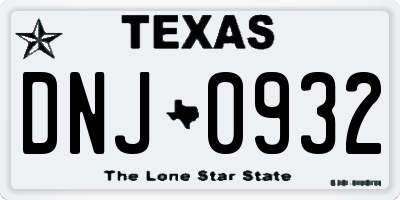 TX license plate DNJ0932