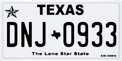 TX license plate DNJ0933