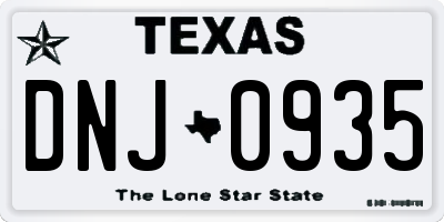 TX license plate DNJ0935