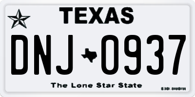 TX license plate DNJ0937