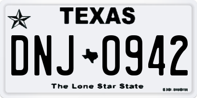 TX license plate DNJ0942