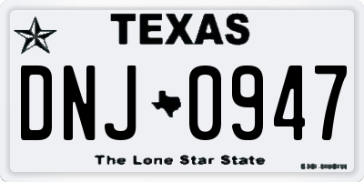 TX license plate DNJ0947