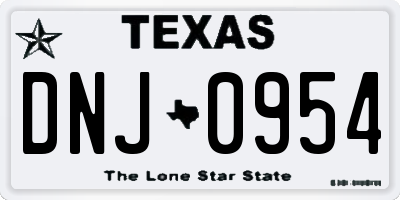 TX license plate DNJ0954