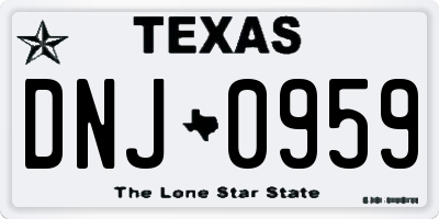 TX license plate DNJ0959