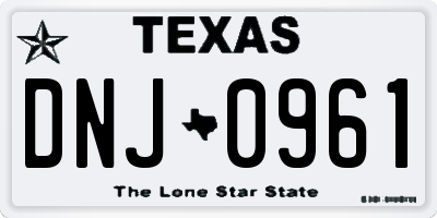 TX license plate DNJ0961