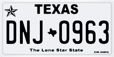 TX license plate DNJ0963