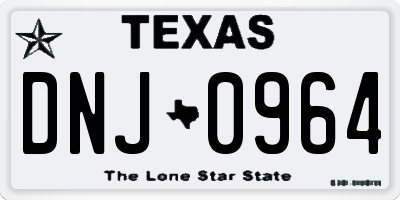 TX license plate DNJ0964