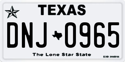 TX license plate DNJ0965