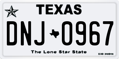 TX license plate DNJ0967