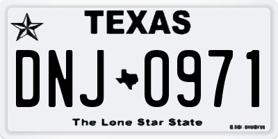 TX license plate DNJ0971