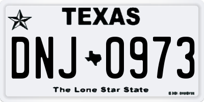 TX license plate DNJ0973
